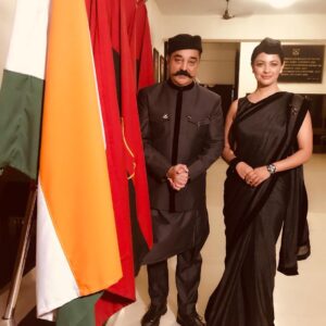 Pooja Kumar Instagram - #hbdkamalhaasan sir! May all your wishes come true as The dedication  towards your work and people are truly commendable. Thank you for your guidance and vision to make the change that is much needed. #grateful #actress #india #people #ulaganayagan #tamilcinema #makkalneedhimaian #hmu @seematabassum styling @amritha.ram