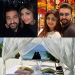 Shilpa Shetty Instagram - I can’t match up to your surprises, gestures or big heart.. but I have someone up there to thank ,that we are still a MATCH made for each other 🥰 ♥️ Will love you until I die.. and if there’s a life after that ..will love you then.. Happy 9th Anniversary hubby 🤗🎉💥🧿 #anniversary #hero #love #happiness #gratitude #soulmates #friend #forever #blessed Kanuhura Maldives