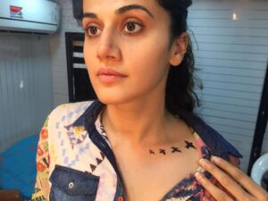 Taapsee Pannu Instagram - The first tattoo trial of Pink. 
The idea was to find a design which resonates with the situation of Minal. A bird who wants to open her wings and fly. A bird who comes in her own elements by the end of it all. 
It was a pleasant surprise for me to know that post the film’s release there were many girls who reached out to tattoo artists to get the similar tattoo done on them. 
I am myself a tattoo loving person provided it’s something that is attached to the person’s personality and not just a random design. I have 2 tattoos on me and had it not been this acting profession I would’ve probably gotten a third one on the nape of my neck by now 😑
#Throwback #Archive #QuarantinePost