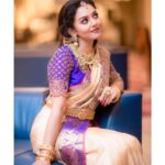 Vidhya Instagram - 💜 Makeup/Hair&Draping: @vijiknr Jewellery: @bronzerbridaljewellery Photography: @camerasenthil Saree: @kuzhalisilk Blouse: @moksh_blouse_studio