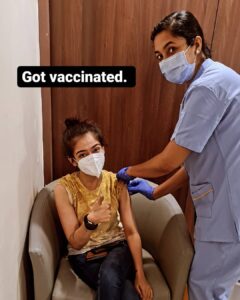 Akshara Haasan Instagram - I got my first shot today. 
Have you guys gotten vaccinated yet ?