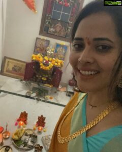 Anasuya Bharadwaj Instagram - Diwali 🪔2021 !! Wishing you a Bright and a Safe Diwali 🪔 from mine to yours!! 💫❤️🧿🙏🏻