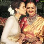 Kangana Ranaut Instagram - Wishing a very Happy Birthday to the forever young and the first lady of eternal beauty, Rekha Ji. Here's a photo of Kangana and Rekha ji on her birthday.