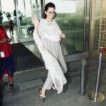 Kangana Ranaut Instagram - Swag on point!! 😎 A pro at juggling crazy schedules, #KanganaRanaut left for Varanasi today, after landing from LA last night. We love how she transformed her look from a power packed suit to a serene salwar suit. 😍 . . . Wardrobe 👗 Dress - @label.ekadi Shoes - @dior Shades - @gucci Bag - @hermesbirkin