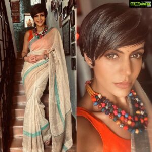 Mandira Bedi Instagram - Event-ful evening !! 
#instagramlive #workingsunday #workfromhome Wearing @anavila_m ❤️🧿