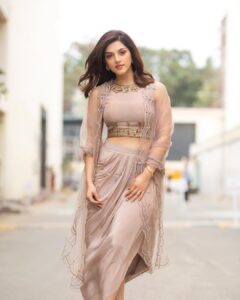 Mehrene Kaur Pirzada Instagram - #enthamanchivaadavuraa Promotions 🤩 Outfit: @labeljadebyashima x @new_sense_branding Makeup: @zebahassan Pic: @chinthuu_klicks Styled by @officialanahita