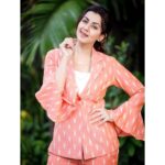 Nikki Galrani Instagram - For the #PressMeet of #Kee 🧡 Outfit by @PriyaAgarwal_Clothing Make Up by @ThatChennaiGirlMakeup Hair by @BeautyMaven_ Shot by @KiransaPhotography Styled by @Blueprint_By_Navya_Divya & @DesignByBlueprint
