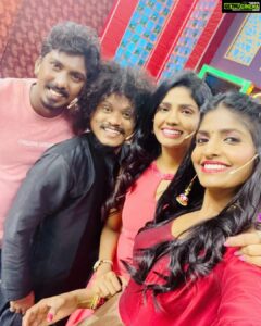 Niranjani Ahathian Instagram - Thank you for having me ❤️ had super fun shooting ❤️❤️ @vijaytelevision @kanithiru10 @rakshan_vj @vijaytvpugazh