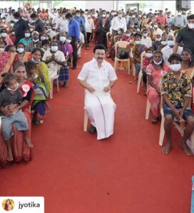 Suriya Instagram - Posted @withregram • @jyotika 
To our honourable CM , 
Thiru M.K.Stalin 
Respected sir , 
Words truly From my heart 🙏 
“Justice is truth in action “ 
And u have proved it sir,  by hearing people’s needs and doing your best to fulfil them , most importantly bringing it to immediate effect proves to us that leadership is an action and not a position. 

The positive changes you are bringing about in the educational  system is something myself  as a citizen and Agaram haven’t experienced in the last 16 years. 

Your distribution of pattas, Community certificates and important government subsidies to numerable irular  and Kuravar families is a victory for humanity and your gestures instills faith  in us towards our political system. 

In the words of the legendary 
Dr Ambedkar himself - 
“We are Indians , firstly and lastly”
Thank u for transforming his beliefs into reality. 
I thank you and respect you wholeheartedly for your governance and immediate actions , not just as a citizen but also as the mother of Diya and Dev . Thank u for becoming the inspiration for generations to come. 

Jyotika.