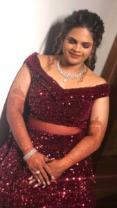 Vidyulekha Raman Instagram - Stunning @vidyuraman got ready with us for her sangeeth. We went for a glowy base with a maroon smokey eye and glitter liner to add a pop. Finished the look with subtle lips to match the entire look. 😍 
Makeup: @deepika.nathan 
.
.
.
.
.
.
.
.
#vidyuraman #sangeethlook #burgundysmokeyeye #sparklygowns #sparklyoutfit #airbrushmakeup #glowymakeup #glittereyeliner #celebritymakeupartist #southindiancelebrity #celebritywedding