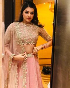 Ashrita Shetty Instagram - Trying to fit into the lehenga post biryani 🐣
Outfit - @anushreereddydesign
Makeup - @anuritachandrappa 
Hair - @hairbyt.j