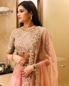 Ashrita Shetty Instagram - Trying to fit into the lehenga post biryani 🐣
Outfit - @anushreereddydesign
Makeup - @anuritachandrappa 
Hair - @hairbyt.j