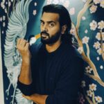 Ashwin Kakumanu Instagram - Feeling kinda blue #Sakura #indigo #sweater Mural - @manavalanandco