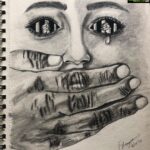 Eshanya Maheshwari Instagram – I THINK THERE IS SOMETHING BROKEN IN OUR GENERATION, THAT THERE IS NO HUMANITY LEFT IN HUMANS -EM 
#twinklesharma #justicefortwinklesharma #thoughtsonpaper #saynotorape #girlswantfreedom #metoo #artistsoninstagram #art #potrait #sketch #painting #pain #dailyart #pencilsketch #humanity #beinghuman