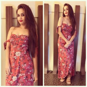 Gajala Instagram - Just! ❤️ #colours #longdress #offshoulder #house #red #birthday #blessed 😍