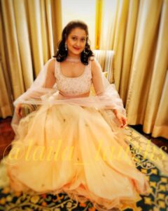 Laila Mehdin Instagram - So my son said that i looked like a princess. I sure felt like one! 
Thank you my darling @vaaniraghupathyvivek for the beautiful dress. You outdo yourself everytime ♥️🥰 #laila #lailaatitagain #tamilactress #princessdress #southindianactress