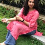 Misha Ghoshal Instagram - Lost in between space and paradise 😇 #pink #chikankurti #nature #happyme