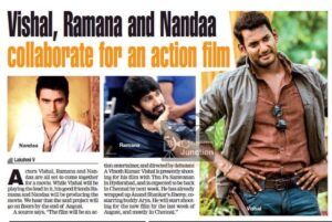 Nandha Durairaj Instagram - Aft the success of SUN NAAM ORUVAR our first feature film under RANA PRODUCTIONS is on floors…Thank u dear Vishy fr tis wonderful opportunity..Title & First look to b revealed soon..#Vishal32#vishal#actorramana