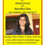 Nandita Das Instagram - I had volunteered with SPICMACAY when I was in college. I am grateful for how they bring art and artists to the youth. I will be  sharing my thoughts about how society influences cinema and in return cinema influences society. I look forward to the questions that emerge from it. While it's for their volunteers, all are welcome. 'See' you on Sunday!