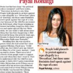 Payal Rohatgi Instagram - ‪Feminism का मतलब Bollywood aur India मैं । #ZairaWasim(Muslim)का flight के land होने के बाद copassenger पे #Molestation का आरोप अंगघूटे से लगाना। #Filmscene मैं #cue देने के लिए director (@BJP4India favouring) का order देना #Tanushree को top निकालने के लिए। Muslim बच्ची का रेप देविस्थान मैं होना । #ShwetaBasuPrasad जो prostitution के केस मैं police द्वारा पकड़ी गई थी और जेल मैं भी गईं थी उसका support करना । #paayalrohatgi #payalrohatgi