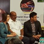 Payal Rohatgi Instagram - Presscon of KD Jadhav International Memorial Khusti Championships in #Mumbai with #sangramsingh #NarsinghYadav #RanjitJadhav #paayalrohatgi @dd.sports #SangramSinghFoundation #DDNational #paayalrohatgi Hotel Sea Princess - Mumbai