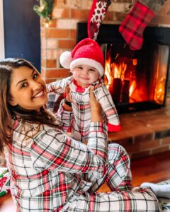 Richa Gangopadhyay Instagram - Merry Christmas from our little family to yours! 🎄

Luca had a pretty darn good first Christmas (and got alllll the presents!) 🎅🏻

Wishing you all a joyous holiday season and happy 2022! ✨

#merrychristmas #christmaspajamas #christmasjammies #familytime #alliwantforchristmasisyou #happyholidays #lovemyfamily