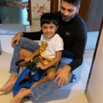 Sameera Reddy Instagram – 🎵Yeh Dosti! #fatherandson welcome to our #fullhouse Not complaining😍 #momlife #takefunseriously .
.Mr. & Junior @vardenchi 🥰