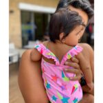 Sameera Reddy Instagram - Sunday feels! First swim with our lil girl 🏝 #pool #fun #babygirl #first #swim #sunday #funday 😃