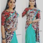 Sandra Amy Instagram – Shoot tym
Kalamkari half and half saree @s_h_a_p_r_i 
Silver Mugappu chain @s_h_a_p_r_i 
Earring @glitterarty2018 😍😍😍😍😍😍