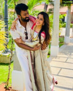 Shanthanu Bhagyaraj Instagram - கல்யாண season 😍 
Decked up with @kikivijay11 for a dear friends’ wedding 💛 
#WeddingVibes