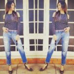 Sushma Raj Instagram - Loving my new distressed boyfriend jeans 😃 yesterday for #eedugoldehe promotions!!! Hyderabad