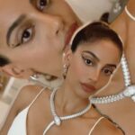 Banita Sandhu Instagram - thank you for having me @bulgari for the launch of the #BulgariSerpenti pop-up at @harrods ✨ wearing @davidkomalondon styled by my all-time favourite @rahulvijay1988 🤍🖤🤍🖤🤍 The Serpentine