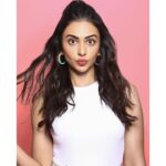 Rakul Preet Singh Instagram - In my own Bubblegum world 💕 😜 #10Gang #Attack promotions Wearing @papadontpreachbyshubhika Jewellery @aditi_bhatt @inaya_accessories Styling @anshikaav Hair @aliyashaik28 Make up @im__sal 📸 @amey_ghatge