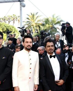 Nawazuddin Siddiqui Instagram - From representing films from India to representing India
What an honour 
#cannes2022 @festivaldecannes 
@official.anuragthakur @shekharkapur #PrasoonJoshi @vanityparty @rickykej