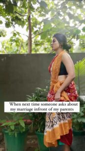 Anju Kurian Instagram - Too late for this trend 🤣🫢,But still 🙈….
What are the bizzare things you hear when you are 25+ and unmarried? 😂🤣😂

Shot by- @prashanth_bionic 
Mua & styling- @ashna_aash_ 

#tigini #marriage #marriagememes #followingthetrend #trendingreels #reeloftheday #kerala #tamilnadu #relatablememes