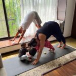 Neha Dhupia Instagram – They say #motherhood is all about find that fine balance …. One way or the other we always manage to get there … ab chahe life ho ya #yoga 🙌🧘‍♀️♥️🧿 
•
•
•
•
@mehrdhupiabedi @guriqdhupiabedi #myworld🌎 .. also @rohitflowyoga thank you for your yoga and your patience 🙃😃