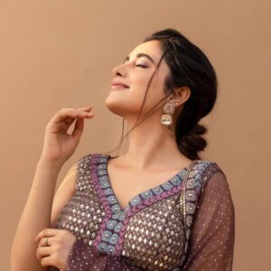 Priyanka Mohan Instagram - Purple Haze💜 

Styled by @pallavi_85 @openhousestudio.in 
Outfit @surbhiguptaofficial 
Earrings @houseofqc 
M&H @kalwon_beauty @marella_makeupstudio 
📸 @kiransaphotography