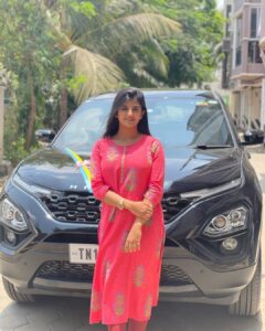 Gabriella Charlton Instagram - After months of contemplating, I finally decided to buy a car and I’m glad I chose the Tata Harrier Dark Edition as my FIRST CAR 🥰 
This was possible only because of the love and support you guys give me everyday! This beast is meant to protect me! 🧿 Love you all! #spreadlove

The full video is on my YouTube Channel! ✨