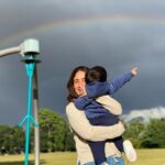 Kareena Kapoor Instagram – Can we cuddle under a rainbow always and forever…?? 😍😍 cause there is nothing else I want or no where else I would rather be…♥️ 
#MyJeh baba… 🥰 #Summer2022