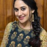 Miya George Instagram - Be it blue or green or red ...Kalamkari is the best ethnic 👗 @khajuraho_boutique_ Makeup @abilashchickumakeupartist Styling @sabarinathk_ 📸 @ashphilipo