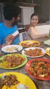 Vignesh Shivan Instagram - Time to eat well 💝❤️ 😉😉Happiness is feeding her with the best of local food 🥘! From a Favourite sea food restaurant ☺️ the only places we enjoy eating are these nice houses with such tasty food and awesome people 😍🥰❤️ 

#Moonrakers #mahabalipuram