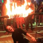 Anveshi Jain Instagram - I soo did it !! God ,what’s wrong with me ? #tooweirdtolivetooraretodie #toomuch #instavideo #post #khophangan #fullmoon #firegame #insane #friends #midnightpost #airportbound #tooearly #tofly I don’t play safe ,neither does my friends.Sadie is hurt again :/ and Chag did it well ;)