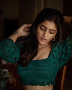 Eesha Rebba Instagram - In my moment💚
.
.
.
.

Clicked by @kilaruness 🤗
 Styled by @sravyalavidi 🤗
Outfit @renge_india 
Accessories @kushalsfashionjewellery 

#eesharebba