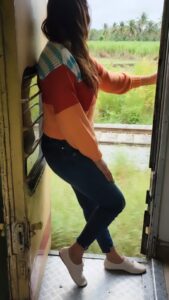 Himaja Instagram - I  love it ❤..Travelling by Train after 15 years 😍.. #train #love #lovebgm #bgm #trending #trendingsongs #trendingreels