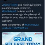 Nikhil Siddhartha Instagram – SUPER POSITIVE REVIEWS everywhere 💥💥💥👻👻👻👻 #karthikeya2 is being liked and loved… Plz go catch it in theatres ❤️❤️❤️❤️