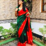 Nyla Usha Instagram - Wedding galore! This gorgeous green and red Kancheepuram saree from Ammas wardrobe is 😍😍😍 #sheistaken😩 #bestfriendswedding #sareelover #kancheepuramsilk #momssaree