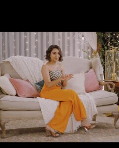 Prajakta Koli Instagram - This little shendi is damn cute. 🥰 .. Today for JugJugg Jeeyo! .. Hair and Makeup - @shrushti_birje Styled by @sakshi312 📷- @roverdiaries_ .. Top @torqadorn Rings @shopanatina Earrings @timelessjewelsby_s