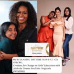 Prajakta Koli Instagram - And look what happened. .. Love you @_thembemathe @lizakoshy ♥️💜 @michelleobama @youtube
