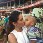 Shibani Dandekar Instagram - A little mid innings kiss with my little man Baby Z! Can't believe how much he has grown! ❤️ #babydhawan