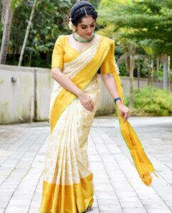 Arya Instagram - The beauty of you 
Is how you wear 
Who you are…… 💓

PC @rojan_nath 
Saree @kanchivaram.in 
Jewelry @pureallure.in 
MUA @vikramanvijitha 
Hair @chan_aneesh 

#weddings #sareelovers #kanchipuramsaree #puresilk #happiness #makeup #positivevibes #drapedinlove #instagood #postoftheday